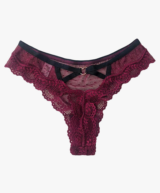 Lingerie sexy pour femme - Sous-vêtements - Lettres - Culotte transparente - Dentelle - Respirant - Soie